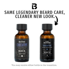 Live Bearded beard oil bottle pour demonstrates easy, mess-free application.