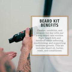 Live Bearded complete beard grooming kit oil image nourishes beard for shine and frizz control.