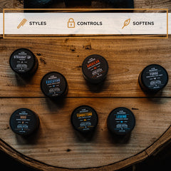 Live Bearded natural ingredients label emphasizes shea butter and all-natural care.