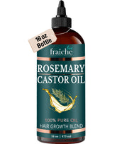 Live Fraiche rosemary-castor oil bottle pouring for a daily hair-growth routine