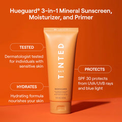 Live Tinted Hueguard Jumbo 3-in-1 bottle angled showing hydration and glow.