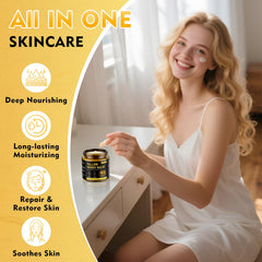 Liventhrall honey-balm-texture-closeup reveals whipped consistency for easy, nourishing application.