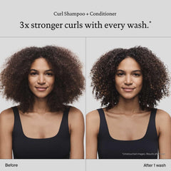 Living Proof Curl Shampoo back label highlights hydration benefits for lasting curl health