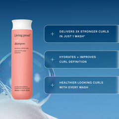 Living Proof Curl Shampoo applied to wet hair demonstrates smooth slip for detangling