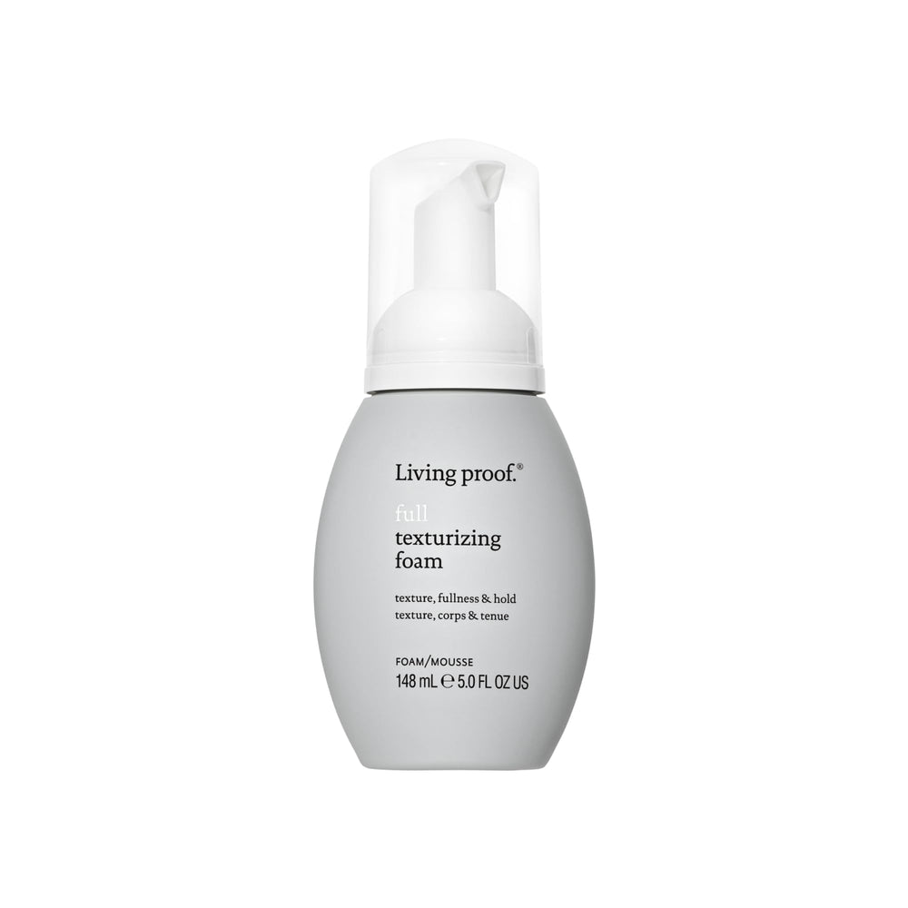 Living proof Full Texturizing Foam dispenses lightweight texture for casual styling.