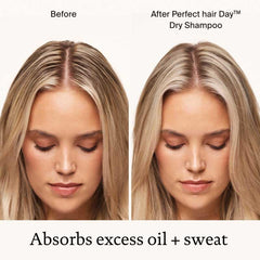 Living Proof Perfect Hair Day Dry Shampoo oil-absorption detail highlights oil removal.