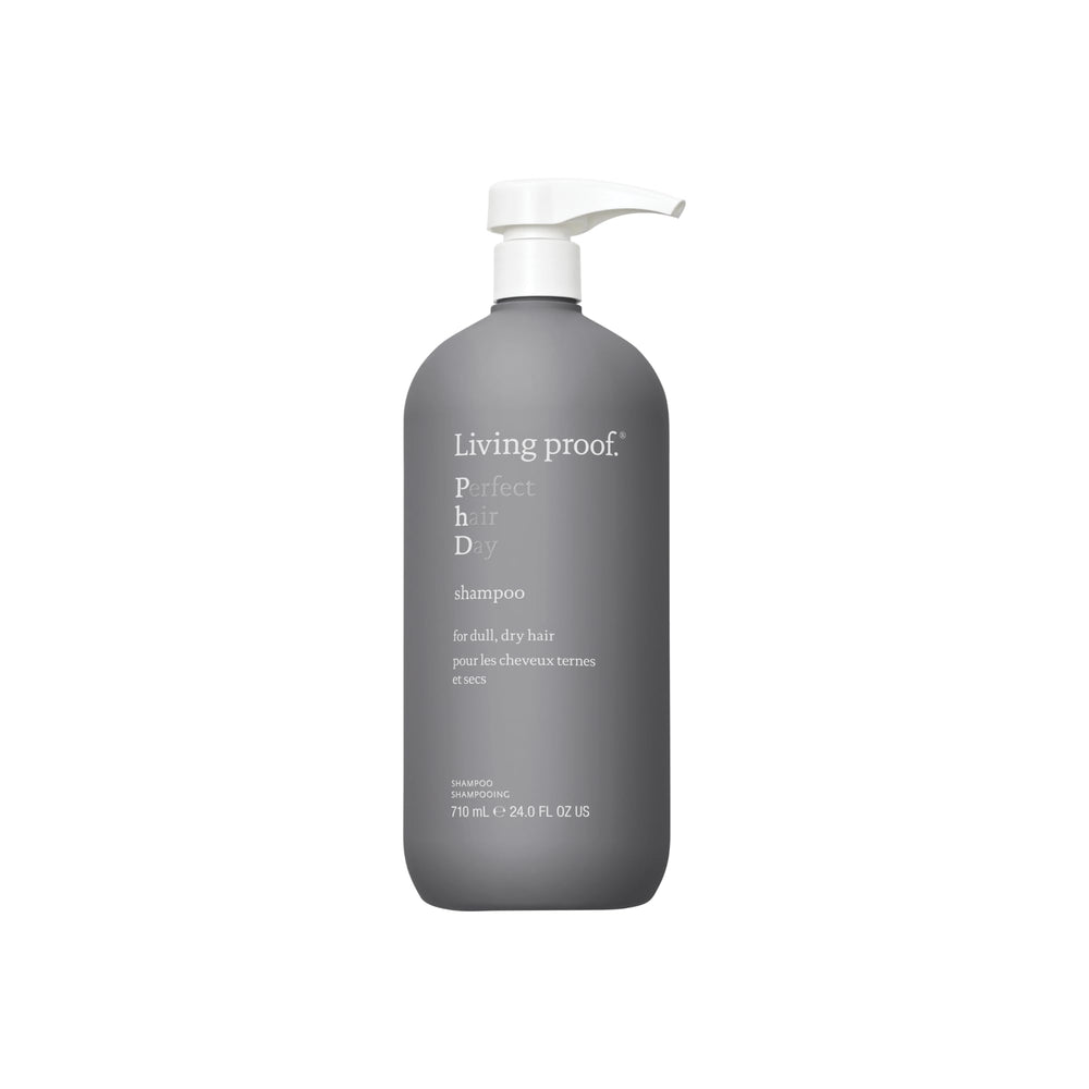 Living Proof Perfect Hair Day Shampoo bottle front for hydrated shine and clean hair.