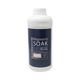 Living the Good Life Naturally magnesium soak bottle emphasizes Zechstein mineral support for skin.