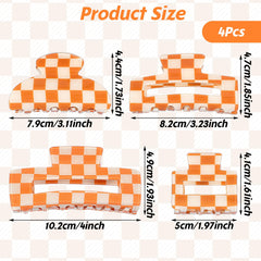 LLOUSSAK large rectangle checkered clip orange-white for long hair