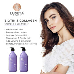 L LUSETA Biotin & Collagen Conditioner bottle nourishes and detangles for smoother hair.