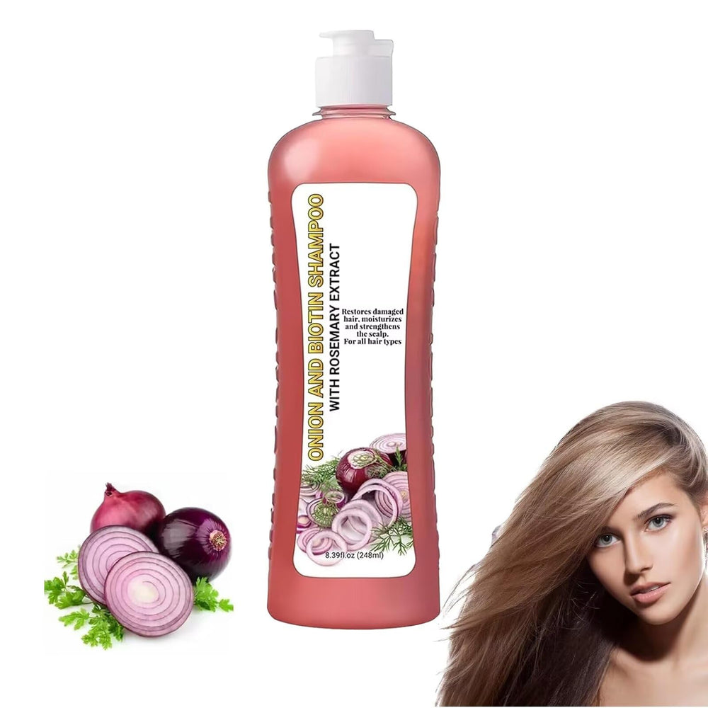 LMDGDS Onion Rosemary Shampoo bottle with rosemary sprigs for scalp refreshment