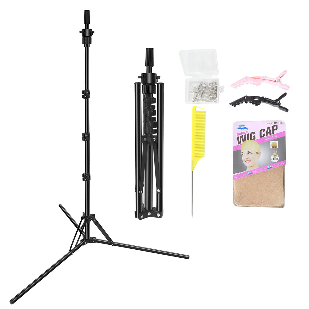 LNASI mannequin head stand folded compact tripod for easy storage and transport