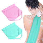 Lnngub back scrubber pink angled view with gentle exfoliation and broad back reach