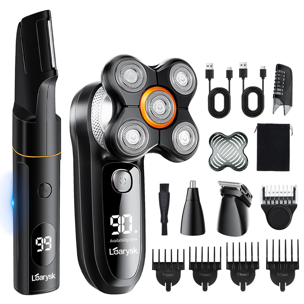 Loarysk head shaver with 5D floating heads for smooth scalp shaving