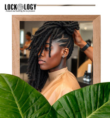 Lockology Peppermint Tea Tree Loc Oil label emphasizes natural ingredients for scalp care.