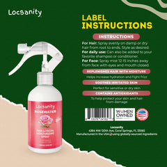 Locsanity rosewater spray on skin balances oil and brightness