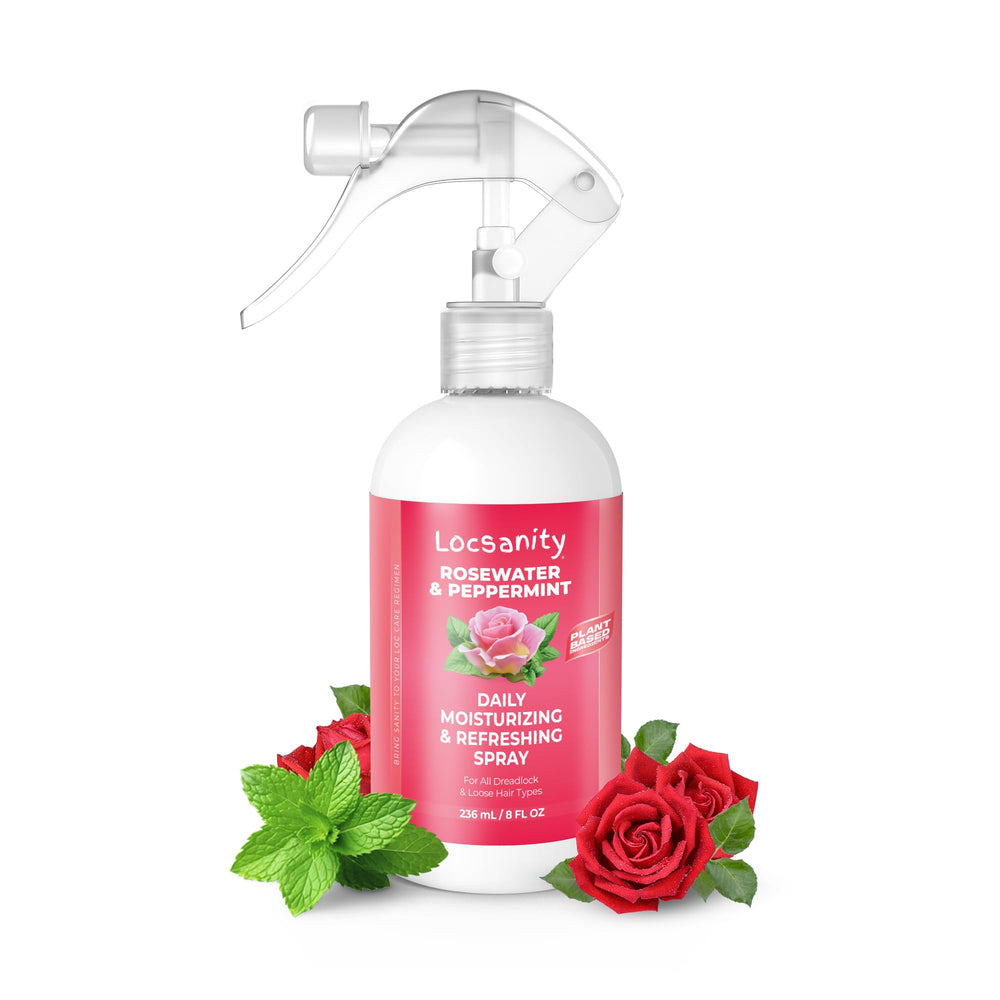 Locsanity rosewater peppermint daily spray bottle ready for use, hydrating locs