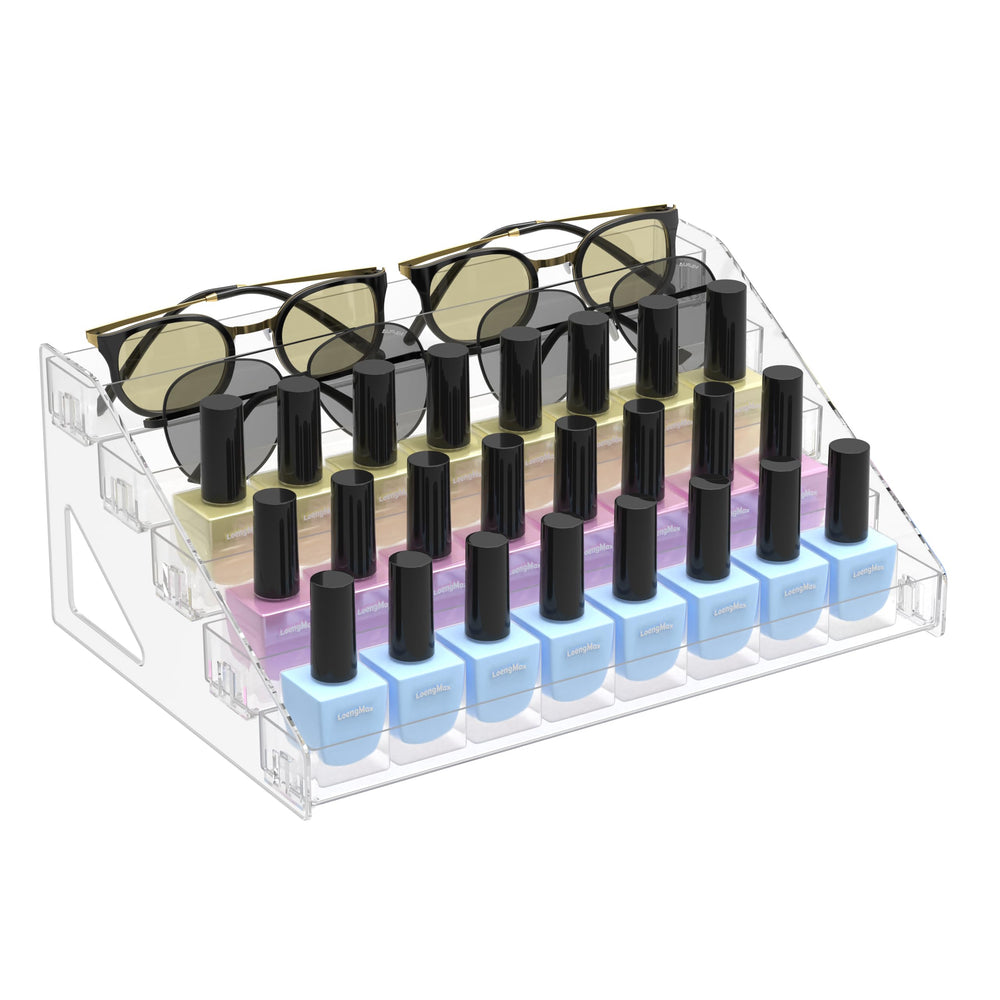 LoengMax nail-polish-organizer 5-tier display keeps bottles accessible.