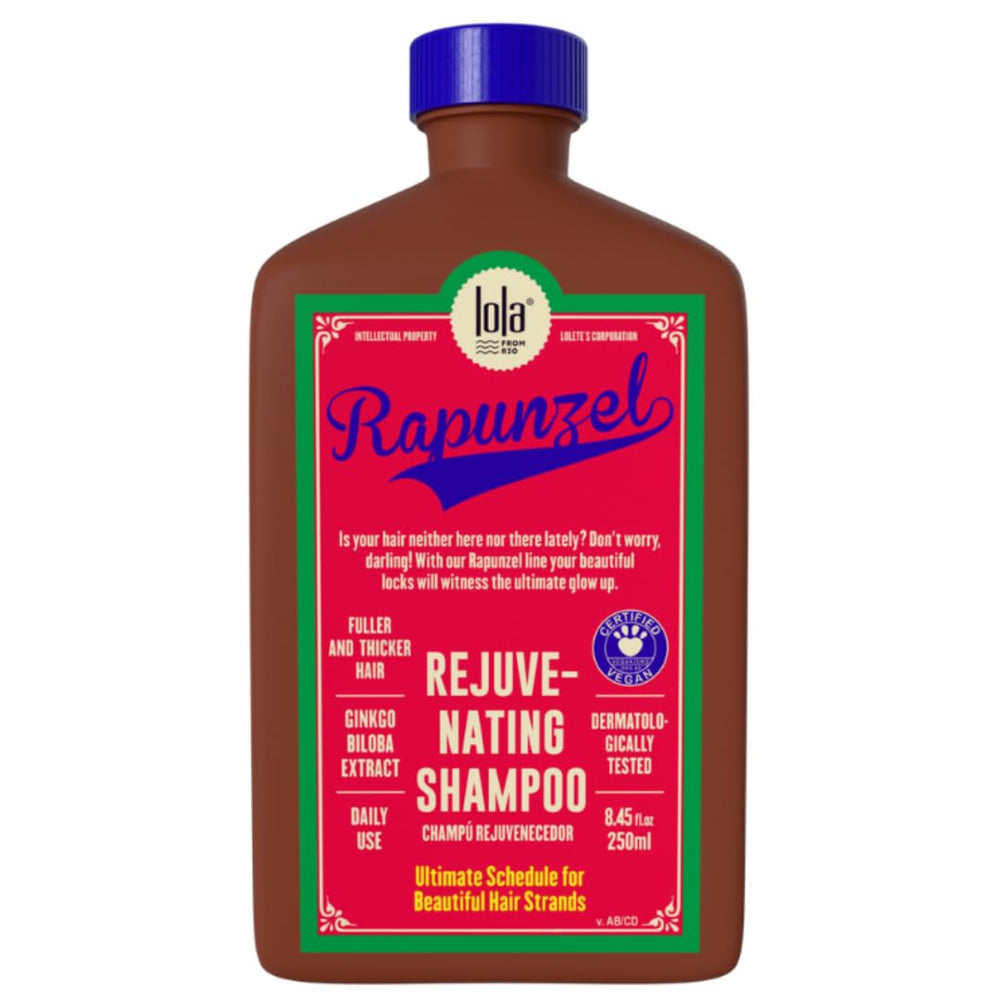 Lola From Rio Rapunzel shampoo bottle with rich lather delivering nourishing cleanse for fine hair