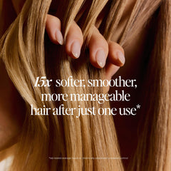 LolaVie Glossing Detangler spray on damp hair for 15x softness