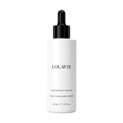 Lolavie lightweight hair oil bottle delivering weightless shine on sleek, radiant hair.