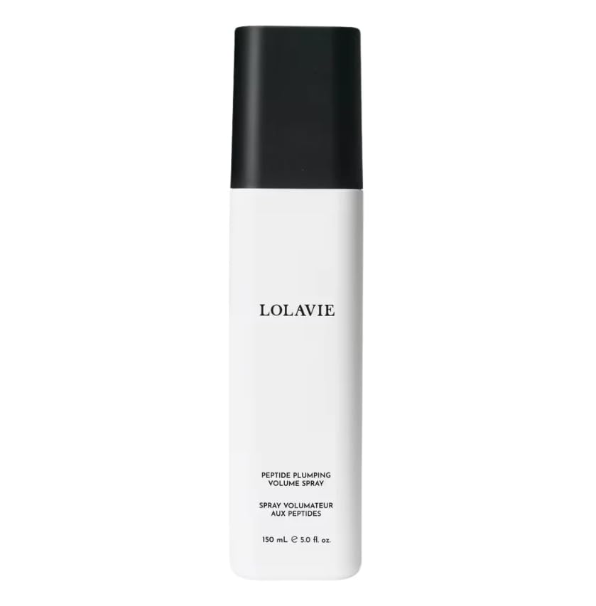 Lolavie Peptide Plumping Volume Spray bottle shows weightless lift and all-day fullness