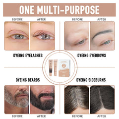 Lomansa Lash Tint Kit contents laid out with color, developer, and tools.
