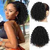 Lommel drawstring ponytail 10inch closeup highlights natural Afro curls for everyday wear.