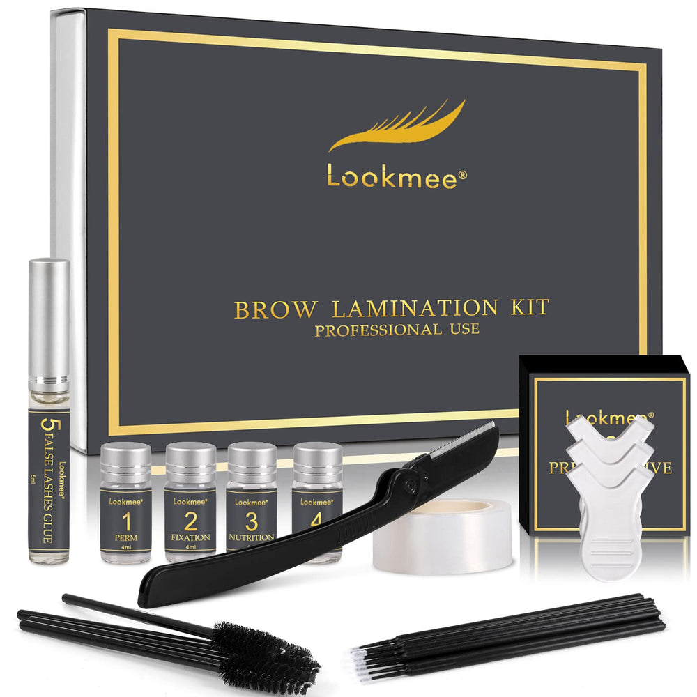Lookmee Eyebrow Lamination Kit packaging demonstrates a complete at-home brow kit for professional results.