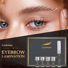 Lookmee eyebrow perm lotion application demonstrates precise brow lifting.