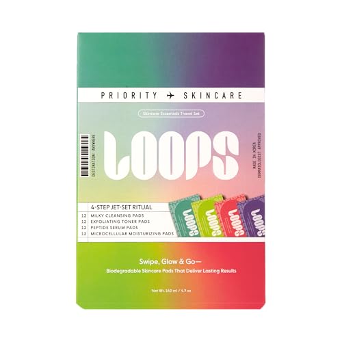 LOOPS skincare essentials travel-set pads pack for on-the-go cleansing and hydration