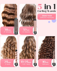Lopeie 5-in-1 wand-curler set small-wand-0-35-inch ideal for fine hair