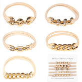 Loqpol gold bracelet hair ties in beige offer secure ponytails with stylish, no-damage hold.