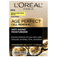 L'Oreal Paris Age Perfect Antioxidant Recovery Complex bottle highlights renewal support