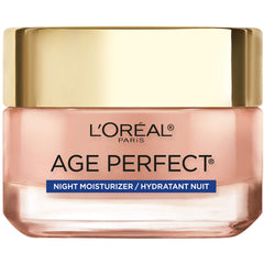 L'Oreal Paris Age Perfect Rosy Tone jar close-up shows rosy pigments for revitalized skin.