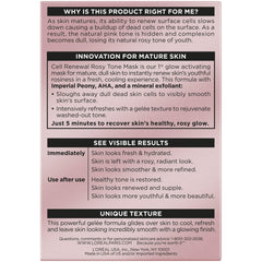 L'Oreal Paris Age Perfect Rosy Tone Mask cooling gel emphasizes refreshing, cooling sensation on mature skin.