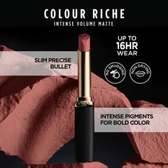 L'Oreal Paris Colour Riche lipstick with hyaluronic acid infusion for comfortable matte color