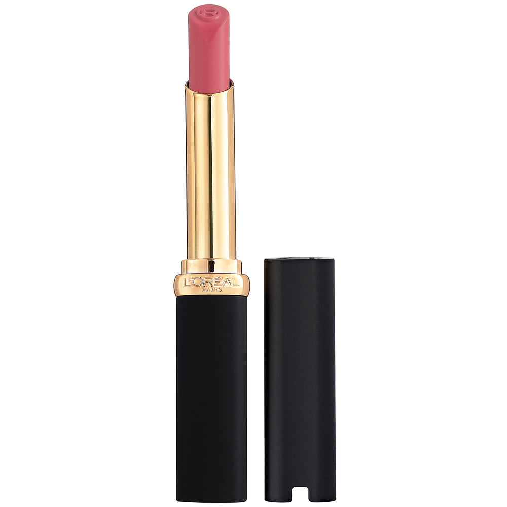 L'Oréal Paris Colour Riche Intense Volume Matte lipstick with Le Rosy Confident packaging for long-wear color.