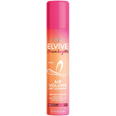 L’Oréal Paris Elvive Dream Lengths Air Volume Dry Shampoo bottle showing oil absorption action