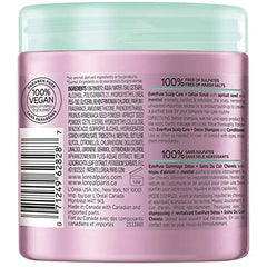 L'Oreal Paris EverPure apricot seed particles highlight scalp exfoliation and purification.