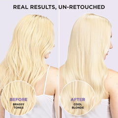 L'Oreal Paris EverPure purple shampoo label closeup highlighting sulfate-free formula and hibiscus.