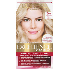 L’Oreal Paris Excellence Creme color-application shows even root-to-tip color with creamy non-drip formula