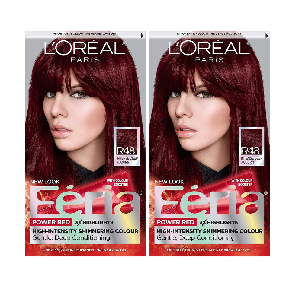 L'Oreal Paris Feria intense deep auburn bottle ready for vibrant color transformation
