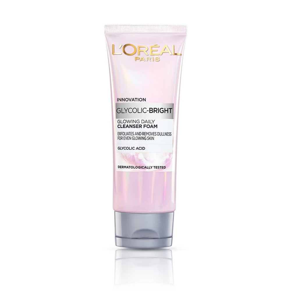 L’Oréal Paris Glycolic Bright cleanser bottle delivers gentle daily cleansing for dull skin.