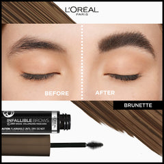 L'Oreal Paris Infallible Brow Mascara brunette shade display for natural color.