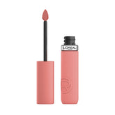 L'Oreal Paris Infallible Matte Resistance Lipstick First Kiss-600 closeup demonstrates long-wear color.