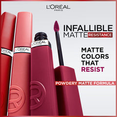L'Oreal Paris Infallible Matte Resistance applicator demonstrates precise center-to-outside application.