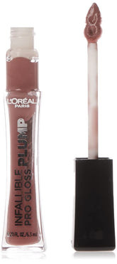 L'Oreal Paris Infallible Pro Gloss Plump Moonlit Rose tube glistening with long-lasting shine.