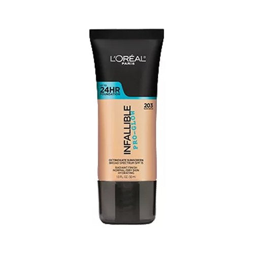 L'Oreal Paris Infallible Pro Glow Foundation Nude Beige bottle with hydrating glow