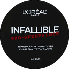 L'Oreal Paris Infallible Pro-Sweep Lock translucent powder swatch delivering soft-focus matte finish